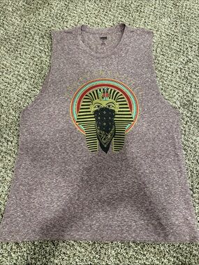 Crooks & Castles Pharaoh Graphic Muscle Tank Top Purple Heather Size Small